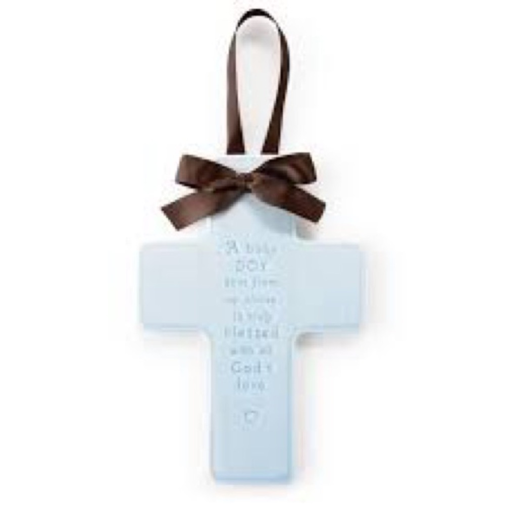 Hallmark Black and White Polka Dot Boy Ceramic Cross